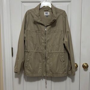 Khaki Utility Zip-Up Jacket